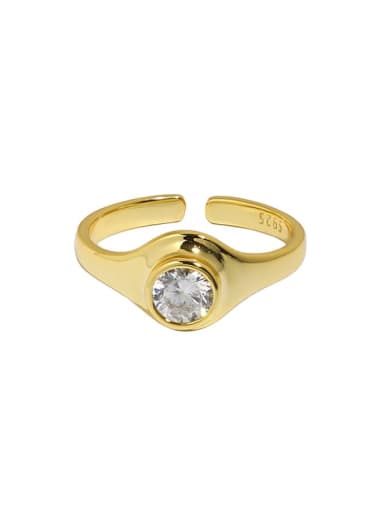 18K gold [No. 14 adjustable] 925 Sterling Silver Rhinestone Geometric Minimalist Band Ring