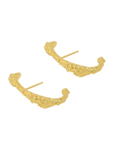 18K gold [with pure Tremella plug] 925 Sterling Silver Irregular Minimalist Stud Earring