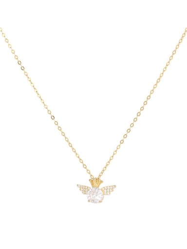 925 Sterling Silver Cubic Zirconia Angel Minimalist Necklace
