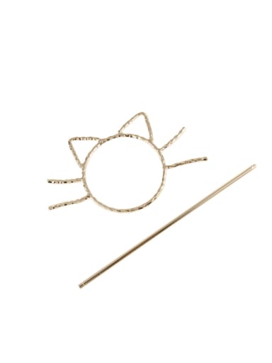 golden Alloy Minimalist  Concave and convex hollow cat hairpin