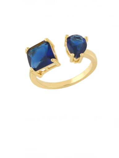 blue Brass Cubic Zirconia Geometric Vintage Band Ring
