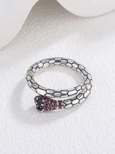 925 Sterling Silver Cubic Zirconia Snake Vintage Band Ring