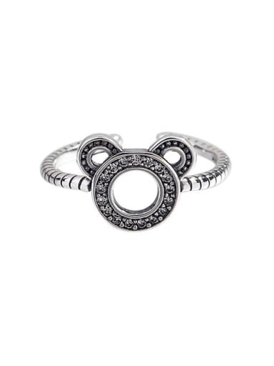 925 Sterling Silver Cubic Zirconia Mouse Vintage Midi Ring