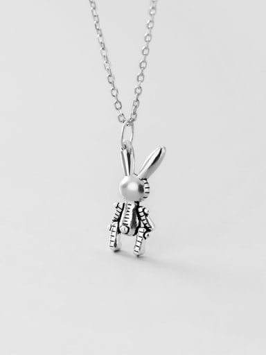 925 Sterling Silver Vintage  Rabbit  Pendant Necklace