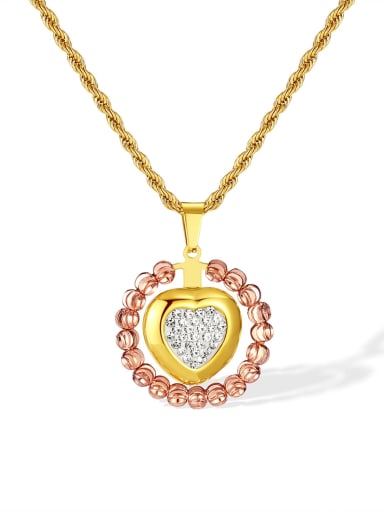 custom Stainless steel Rhinestone Heart Minimalist Necklace