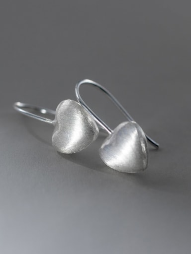 925 Sterling Silver Heart Minimalist Hook Earring