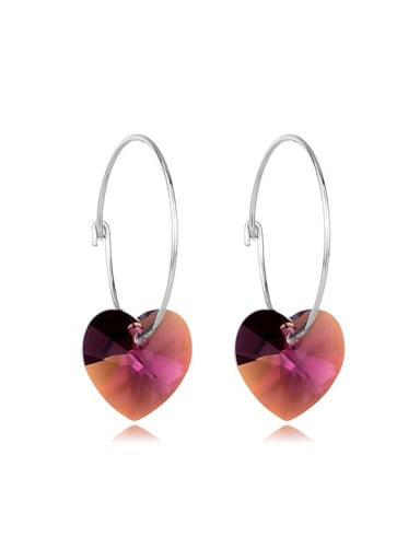 JYEH 020 (purple) 925 Sterling Silver Austrian Crystal Heart Classic Hook Earring