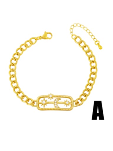 A Brass Cubic Zirconia Star Hip Hop Link Bracelet