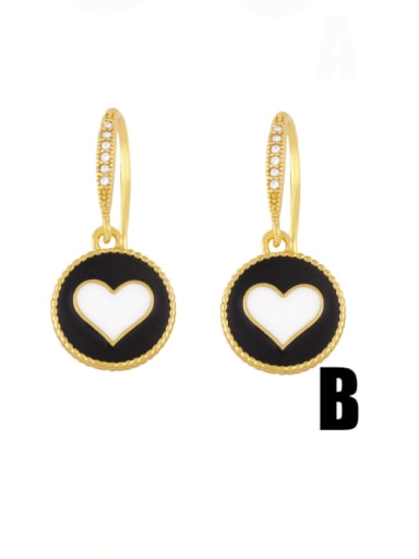 B (black) Brass Enamel Crown Vintage Huggie Earring
