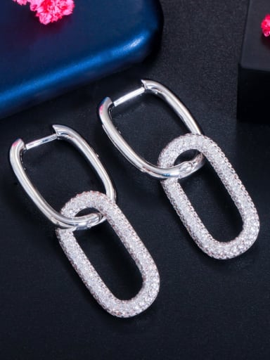Platinum platinum Brass Cubic Zirconia Geometric Luxury Cluster Earring