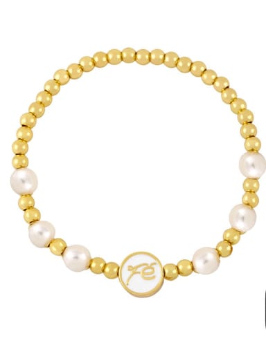 C Brass Imitation Pearl Star Vintage Adjustable Bracelet