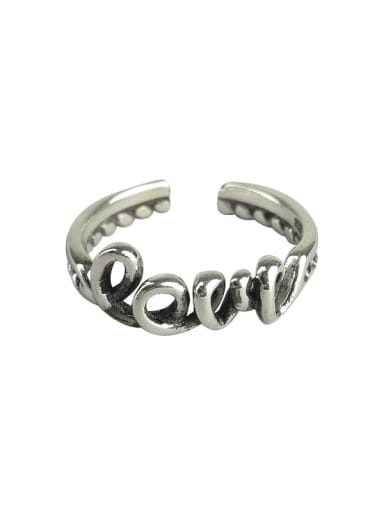 925 Sterling Silver Hollow Letter Love Vintage Midi Ring