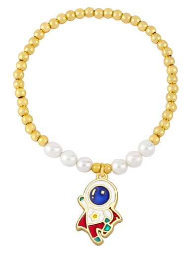 Brass Imitation Pearl Icon Ethnic Beaded Bracelet