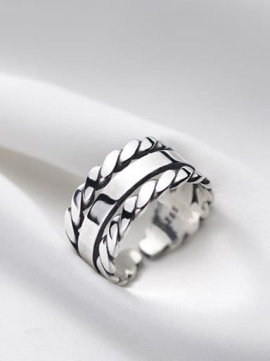 925 Sterling Silver  Vintage Woven multi-layer  Stackable Ring
