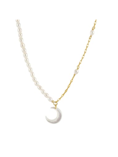 925 Sterling Silver Freshwater Pearl Moon Trend Beaded Necklace