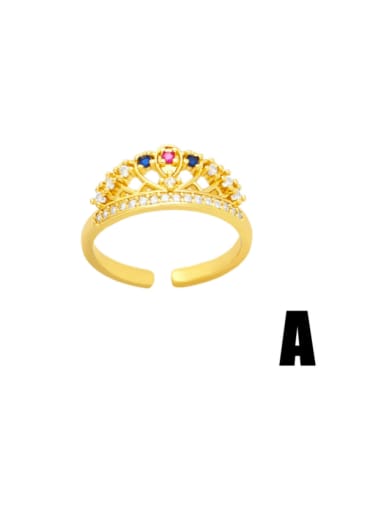 A Brass Cubic Zirconia Crown Hip Hop Stackable Ring