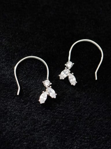 925 Sterling Silver Cubic Zirconia Flower Minimalist Hook Earring