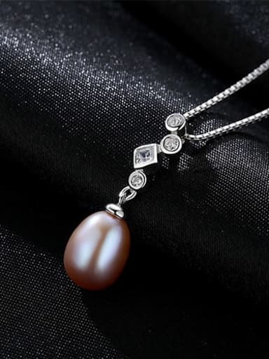 6C07 925 Sterling Silver Multi color Freshwater Pearll simple Pendant Necklace
