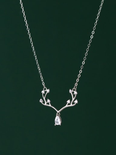 925 Sterling Silver Cubic Zirconia Deer Cute Christma Necklaces