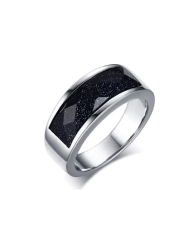Titanium Steel Sapphire Geometric Minimalist Band Ring