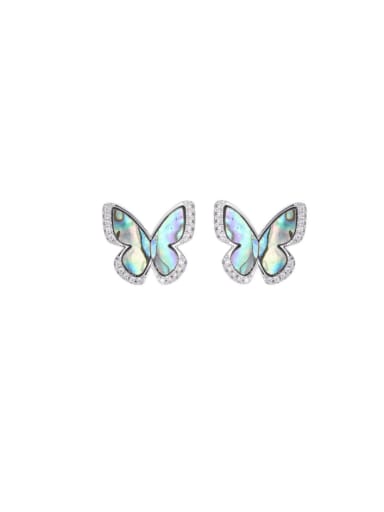 Platinum Brass Shell Butterfly Trend Stud Earring