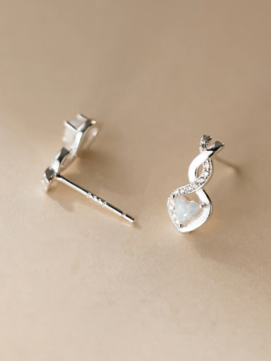 White 925 Sterling Silver Cubic Zirconia Heart Cute Drop Earring