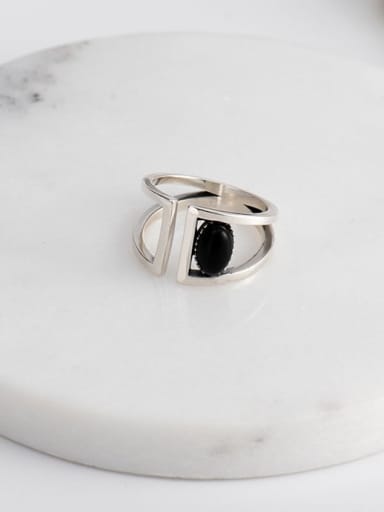 925 Sterling Silver Resin Geometric Vintage Band Ring