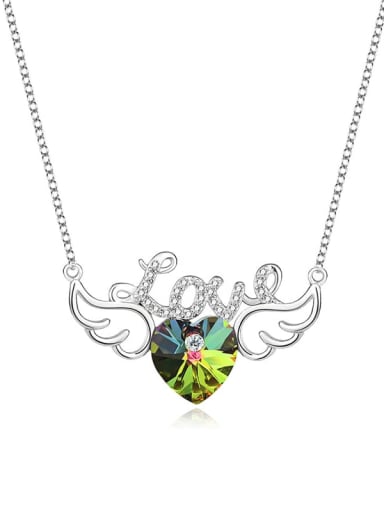 JYXZ 033 (gradient green) 925 Sterling Silver Austrian Crystal Wing Classic Necklace