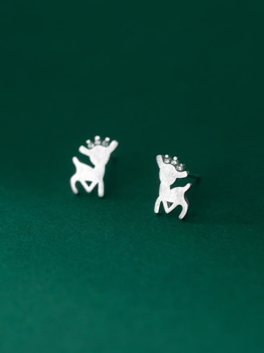 925 Sterling Silver Deer Cute  Christmas Stud Earring