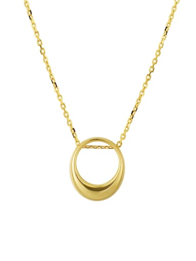 Gold Geometric Circle Hollow 925 Sterling Silver Geometric Minimalist Necklace