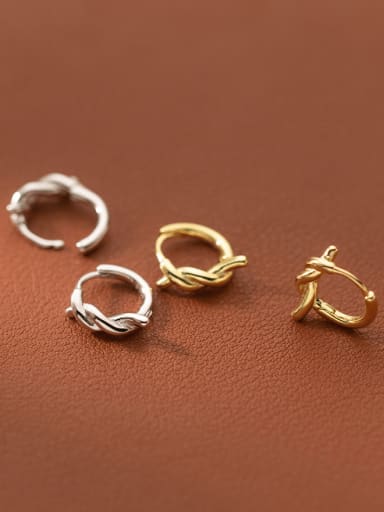 925 Sterling Silver Geometric Knot Minimalist Huggie Earring