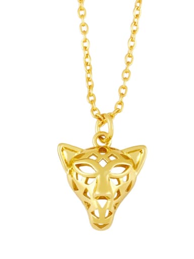 Brass Icon Cute Little bear leopard head Pendant Necklace