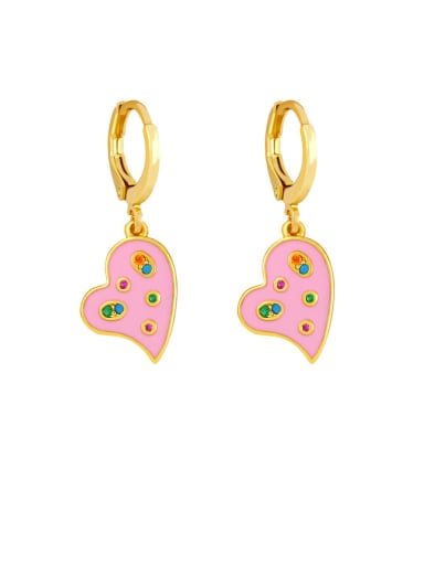 Brass Enamel Heart Minimalist Huggie Earring