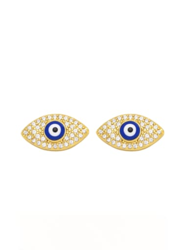 Dark blue Brass Cubic Zirconia Evil Eye Vintage Stud Earring