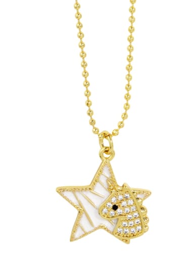 B Brass Shell Pentagram Vintage Necklace