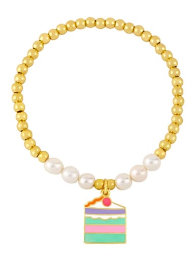 custom Brass Imitation Pearl Ball Hip Hop Beaded Bracelet