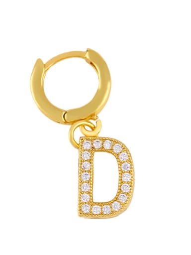 D Brass Cubic Zirconia Letter Ethnic Huggie Earring