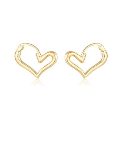 Copper  Smooth  Hollow Heart Minimalist Stud Earring