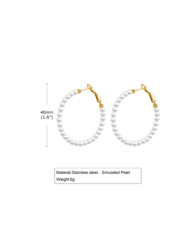 Stainless steel Imitation Pearl Geometric Minimalist Hoop Earring