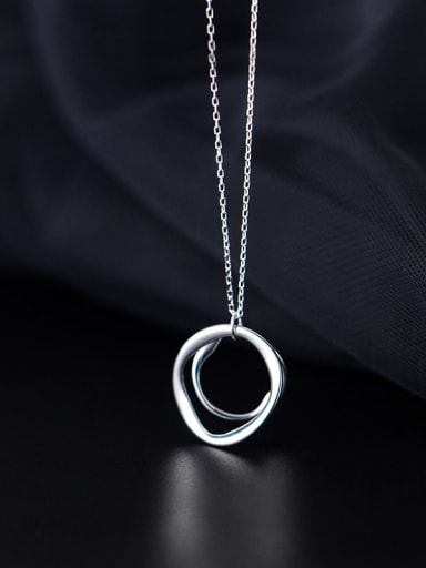 Silver 925 Sterling Silver Geometric Minimalist Necklace
