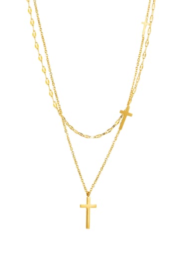 Stainless steel Cross Minimalist Multi Strand Necklace