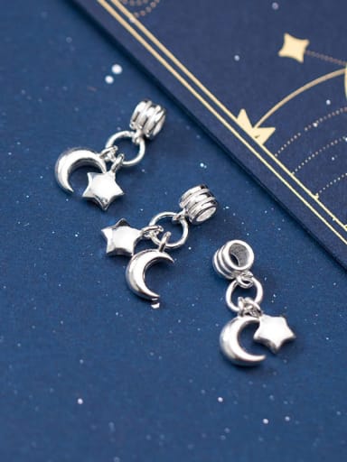925 Sterling Silver With Glossy Star Moon Pendant Diy Accessories