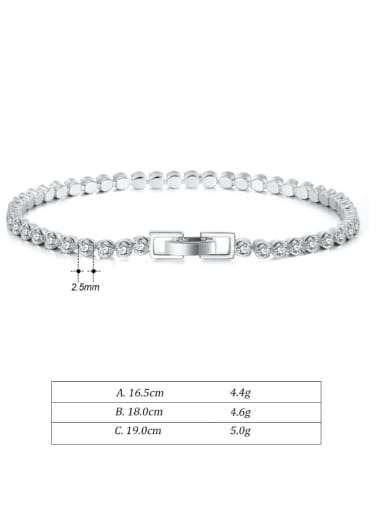Length 18cm Weight 4.6g 925 Sterling Silver Cubic Zirconia Geometric Minimalist Beaded Bracelet