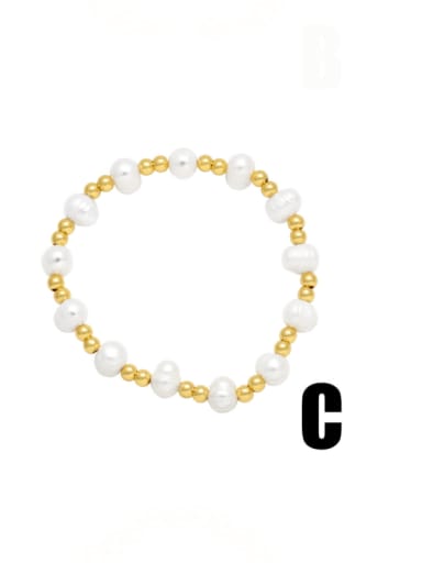 C Brass Imitation Pearl Geometric Hip Hop Beaded Bracelet