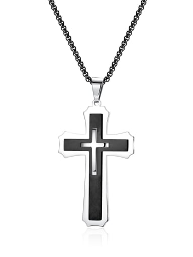 2213 black single pendants Stainless steel Cross Minimalist Regligious Necklace