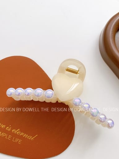 Pearl white 11cm Cellulose Acetate Trend Heart Alloy Imitation Pearl Jaw Hair Claw