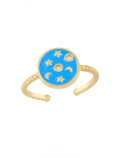 blue Brass Enamel Star Vintage Band Ring