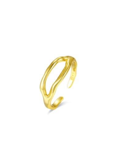 Gold 925 Sterling Silver Geometric Vintage Band Ring