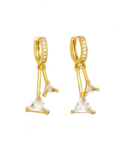 white Brass Cubic Zirconia Geometric Vintage Huggie Earring