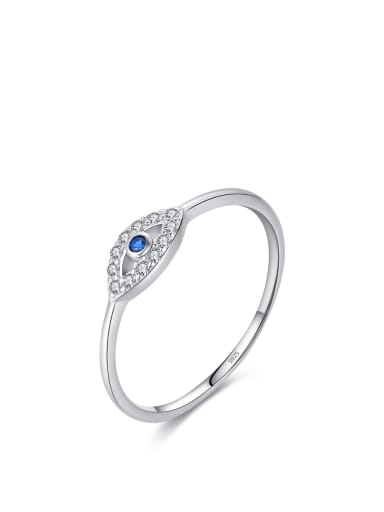 Ring (US size 6) 925 Sterling Silver Cubic Zirconia Evil Eye Minimalist Necklace